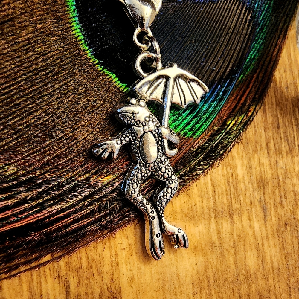 Frog with Umbrella Charm for Frog Charm Bracelet Fairy Princess Toad Charm - Picture 9 of 10
